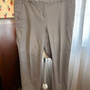 Ann Taylor Women's 10 Devin Fit Ankle Pants Mid Rise Blue White Cotton Textures